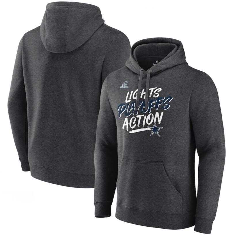 Men's Dallas Cowboys Fanatics Branded Heathered Charcoal 2021 NFL Playoffs Bound Lights Action Pullover Hoodie,We sell and wholesale Men's Dallas Cowboys Fanatics Branded Heathered Charcoal 2021 NFL Playoffs Bound Lights Action Pullover Hoodie on line form chian!
